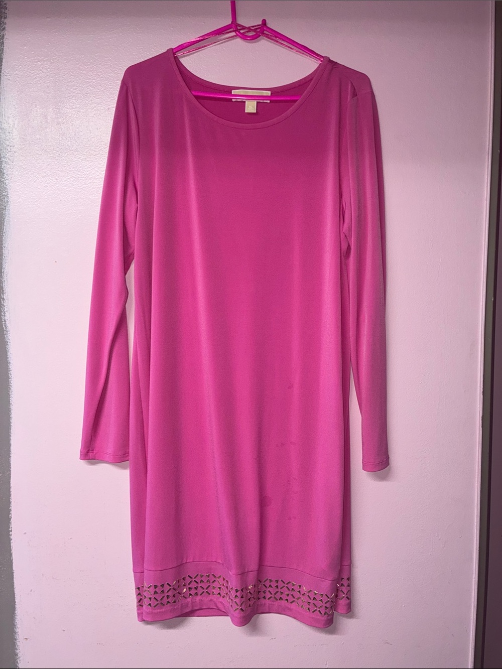 MICHAEL Michael Kors Bright Pink Long Sleeve Shift Dress
